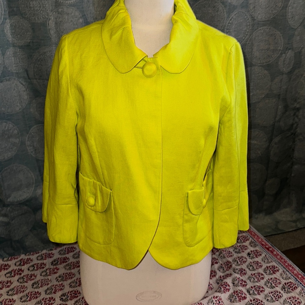 J Crew Tulup style blazer in a Lemon Lime color. Size 8